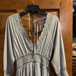 NWT boho maxi dress, tie back, v top, great photo dress!